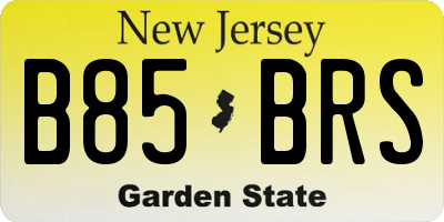 NJ license plate B85BRS