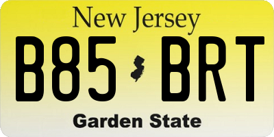 NJ license plate B85BRT