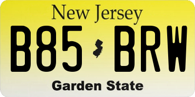 NJ license plate B85BRW