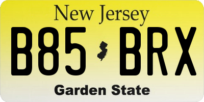 NJ license plate B85BRX