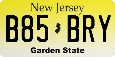NJ license plate B85BRY