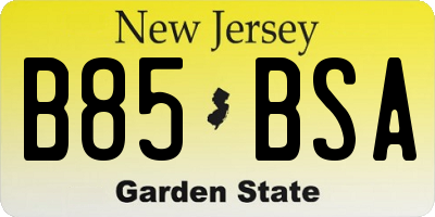 NJ license plate B85BSA