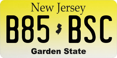 NJ license plate B85BSC