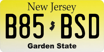 NJ license plate B85BSD