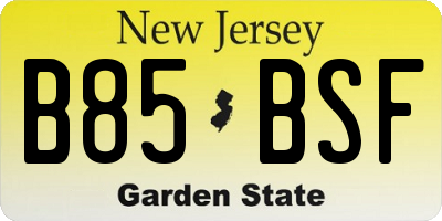 NJ license plate B85BSF