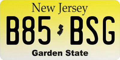 NJ license plate B85BSG