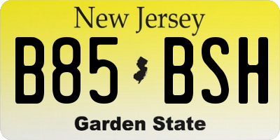 NJ license plate B85BSH
