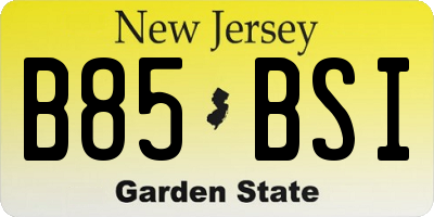 NJ license plate B85BSI