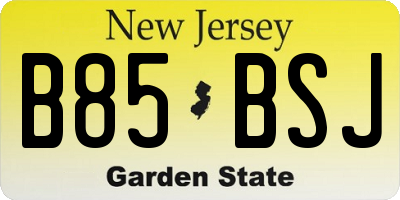 NJ license plate B85BSJ