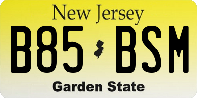 NJ license plate B85BSM