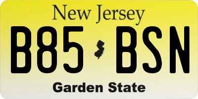 NJ license plate B85BSN