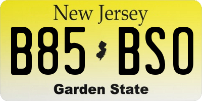 NJ license plate B85BSO