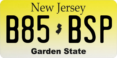 NJ license plate B85BSP