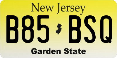 NJ license plate B85BSQ