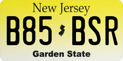 NJ license plate B85BSR