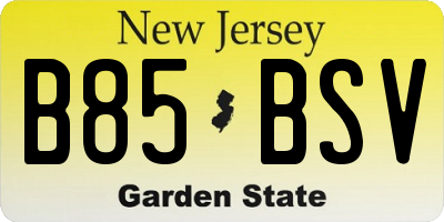 NJ license plate B85BSV