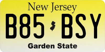 NJ license plate B85BSY