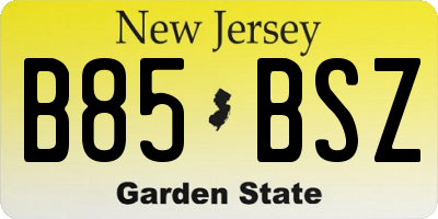 NJ license plate B85BSZ