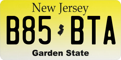 NJ license plate B85BTA