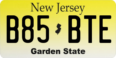 NJ license plate B85BTE