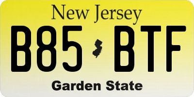 NJ license plate B85BTF