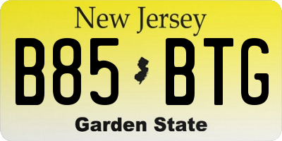 NJ license plate B85BTG