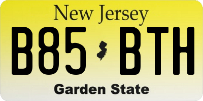 NJ license plate B85BTH