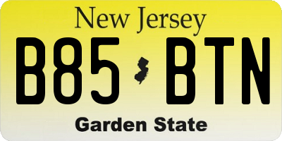 NJ license plate B85BTN