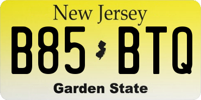 NJ license plate B85BTQ