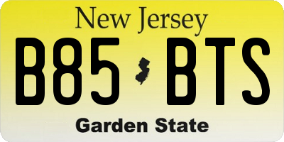 NJ license plate B85BTS