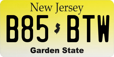 NJ license plate B85BTW