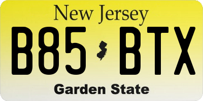 NJ license plate B85BTX