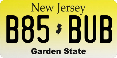 NJ license plate B85BUB