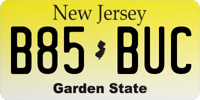 NJ license plate B85BUC