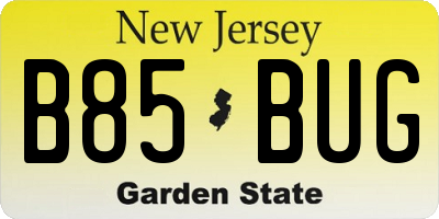 NJ license plate B85BUG