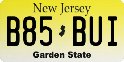 NJ license plate B85BUI