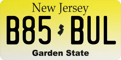 NJ license plate B85BUL