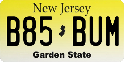 NJ license plate B85BUM