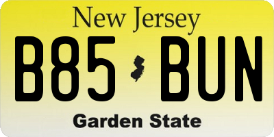 NJ license plate B85BUN
