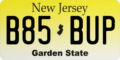 NJ license plate B85BUP