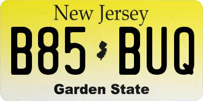 NJ license plate B85BUQ