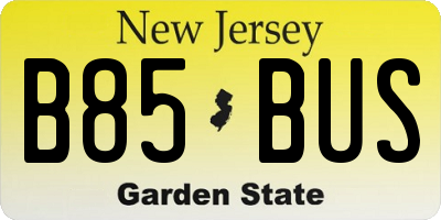 NJ license plate B85BUS