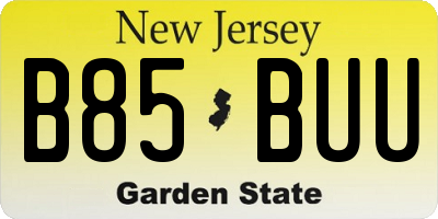 NJ license plate B85BUU