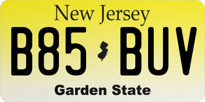 NJ license plate B85BUV