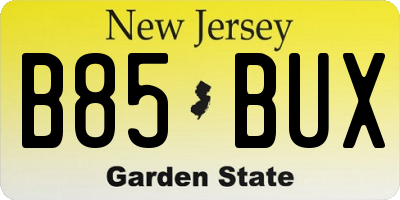 NJ license plate B85BUX