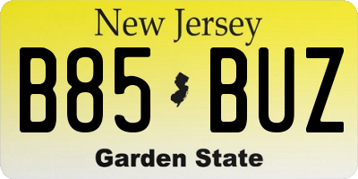 NJ license plate B85BUZ