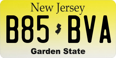 NJ license plate B85BVA