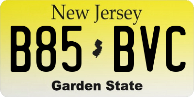 NJ license plate B85BVC