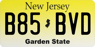 NJ license plate B85BVD