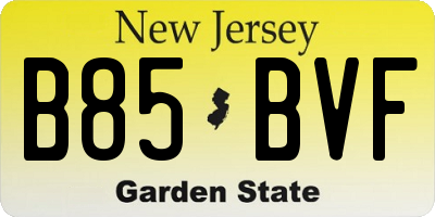 NJ license plate B85BVF